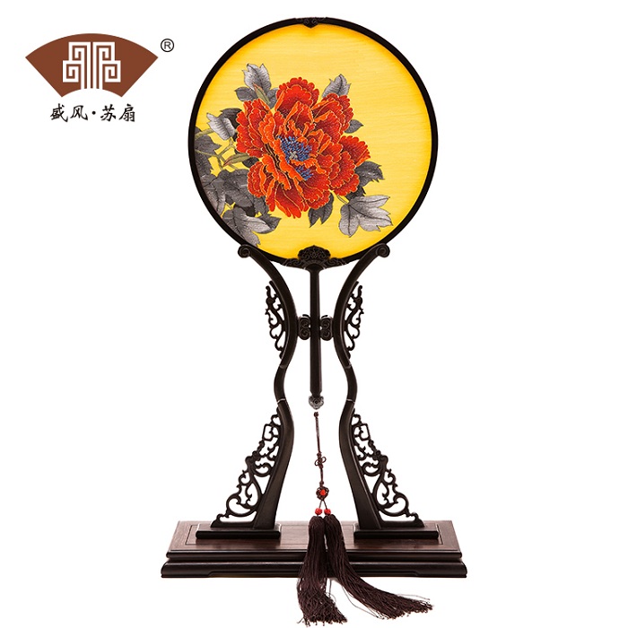 緙絲團(tuán)扇花好月圓